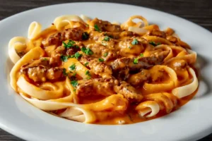 Tagliarini Mamma di Lucca - Massa talharim com molho de tomates, catupiry, gorgonzola e filé mignon no Viareggio Ristorante